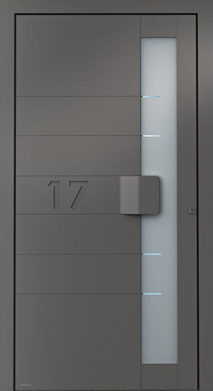 Graue Tür mit der Nummer 17.