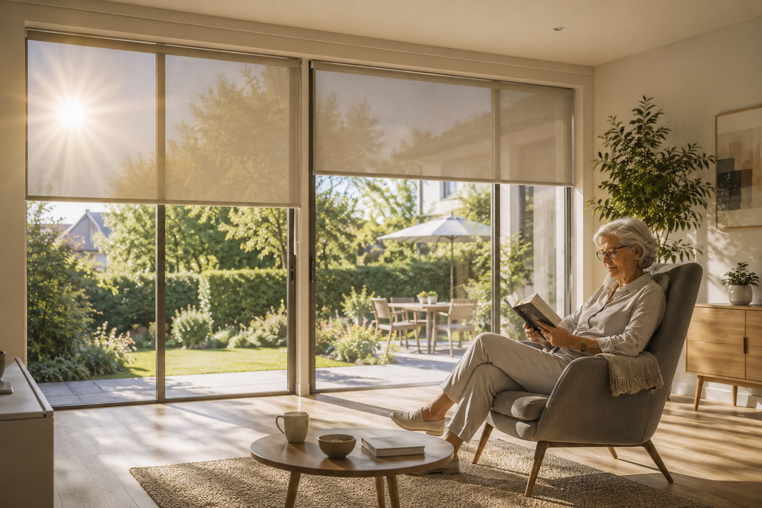Modernes Wohnhaus in Köln mit hochwertigen Rollläden an Fenstern und Terrassentür