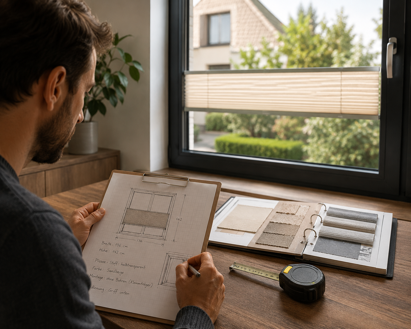 Aufmaß und individuelle Planung von Sonnenschutz nach Maß für Fenster