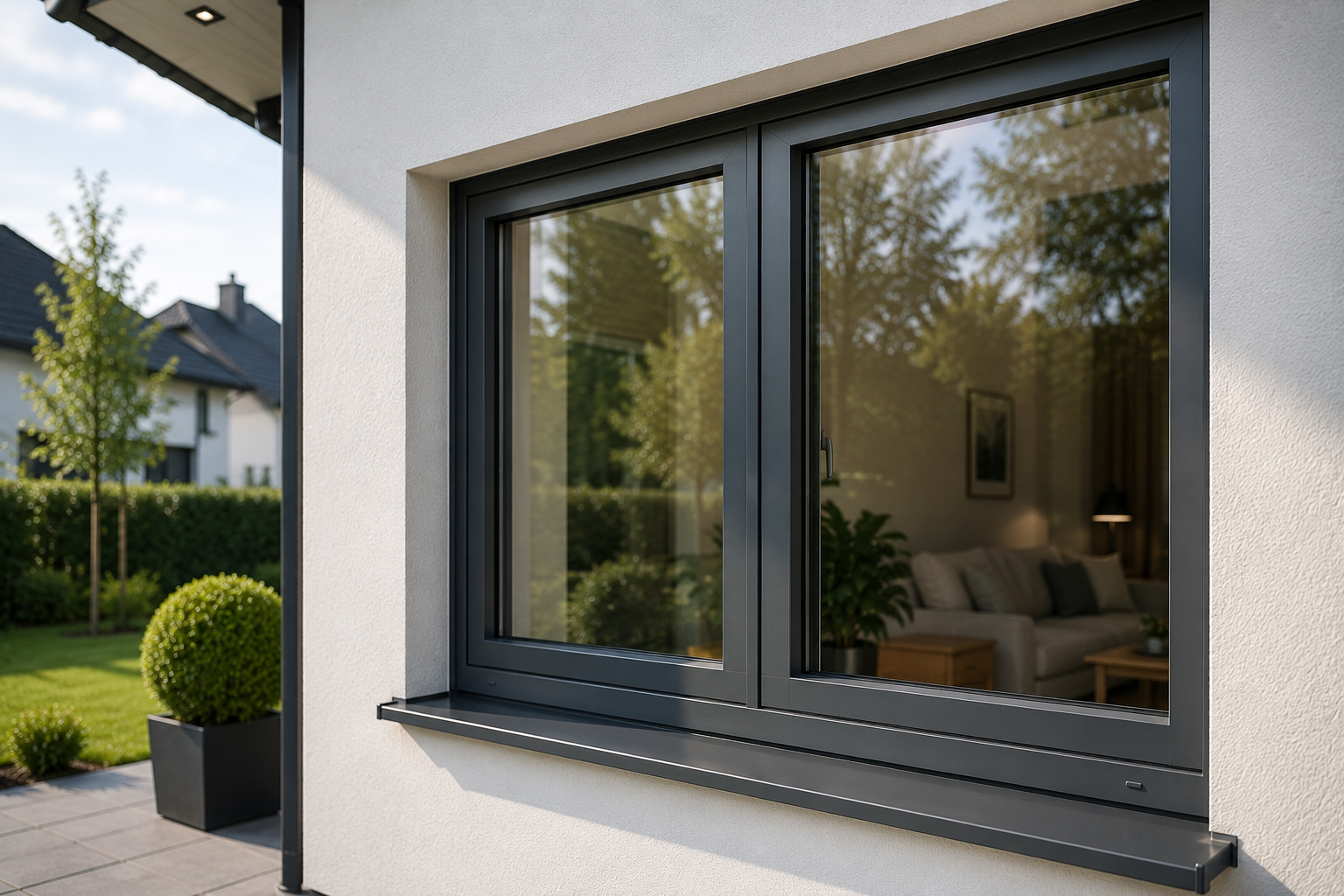WERU Kunststoff Aluminium Fenster an einem gepflegten Einfamilienhaus